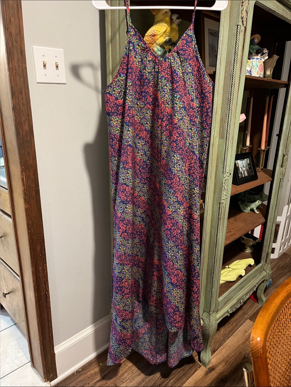 NATURAL LIFE Floral High-Low Maxi Dress in Navy, Pink, Green